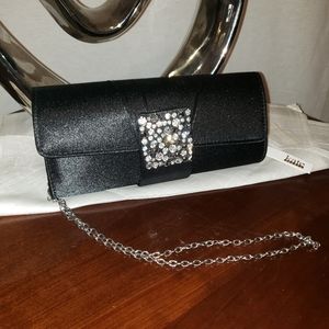 Kate Landry December black rhinestone clutch